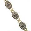 Image 5 : Vintage 14k Yellow Gold & Oval Sterling Silver Scene 12.9mm Chain Link Bracelet