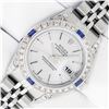 Image 2 : Rolex Ladies Quickset Silver Index Diamond Lugs & Sapphire Datejust Wristwatch