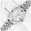 Image 3 : Rolex Ladies Quickset Silver Index Diamond Lugs & Sapphire Datejust Wristwatch