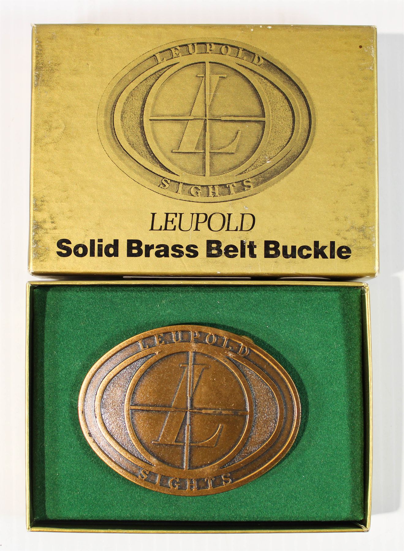 LEUPOLD SOLID BRASS BELT BUCKLE W/ BOX