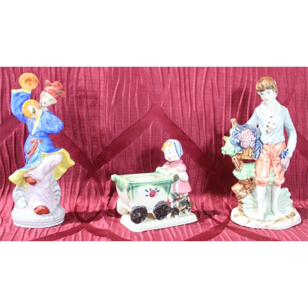THREE DECORATIVE FIGURINES