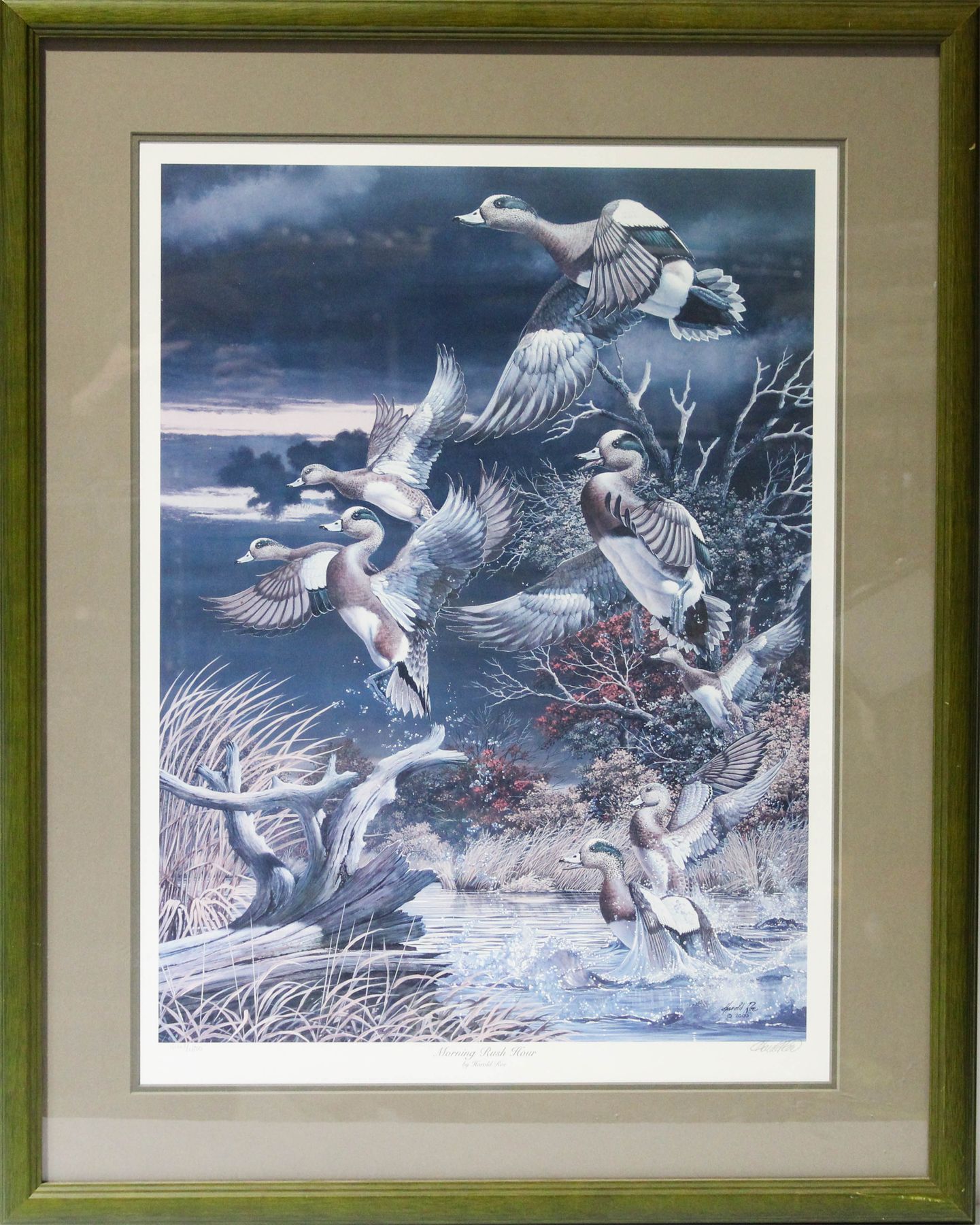 SIGNED MORNING RUSH HOUR BY HAROLD ROE PRINT