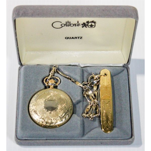 COLIBRI QUARTZ POCKET WATCH & KNIFE SET