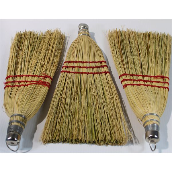 3 STRAW WHISK BROOMS 