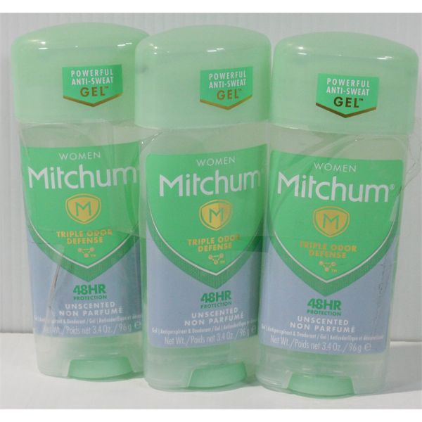 3 MITCHUM WOMEN UNSCENTED 48 HR ANTIPERSPIRANT GEL