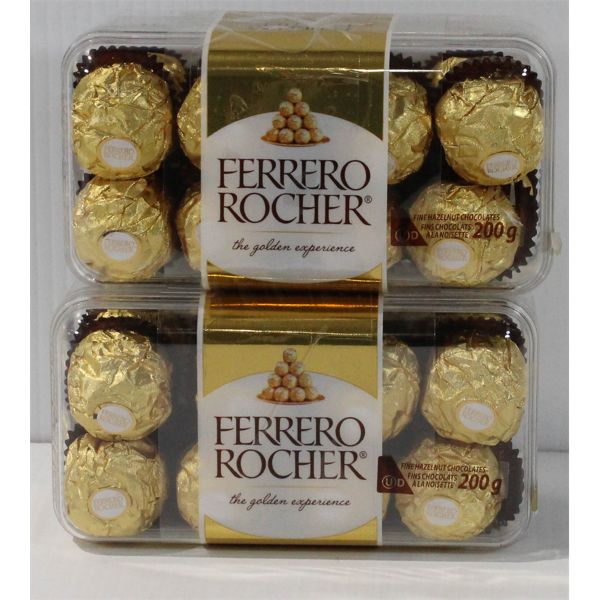 2 BXS FERRERO ROCHER HAZELNUT CHOCOLATES 200G PER BOX