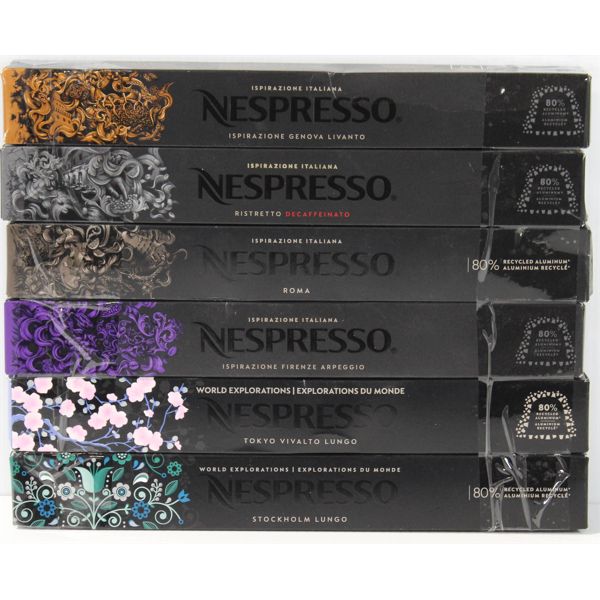 6 BOXES OF NESPRESSO  COFFEE CAPSULES
