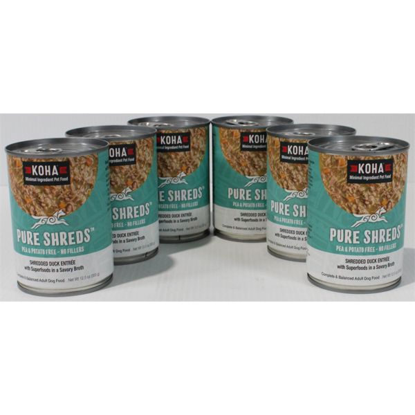 6 KOHA PURE SHREDS DUCK ENTREE DOG FOOD