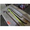 Image 8 : Qty 3 Metal Pry Bars, Misc Sizes, 2 Measuring Sticks, Fat Max Tape Measure, etc