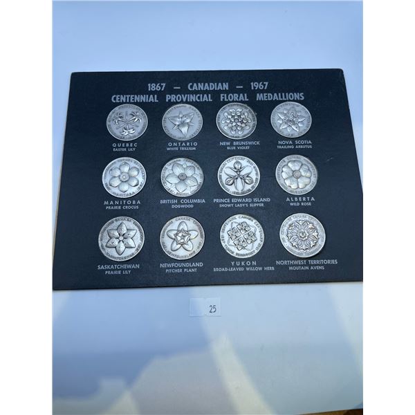 867-1967 Canadian Centennial Provincial Floral Medallions