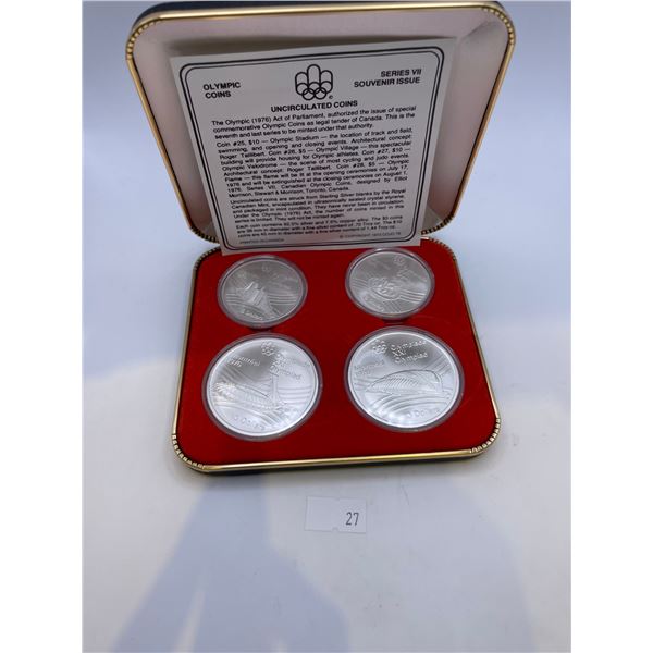 1976 Montreal Olympic Proof Coin Set 4 Coins .925 Silver 4.32 Troy Ounces