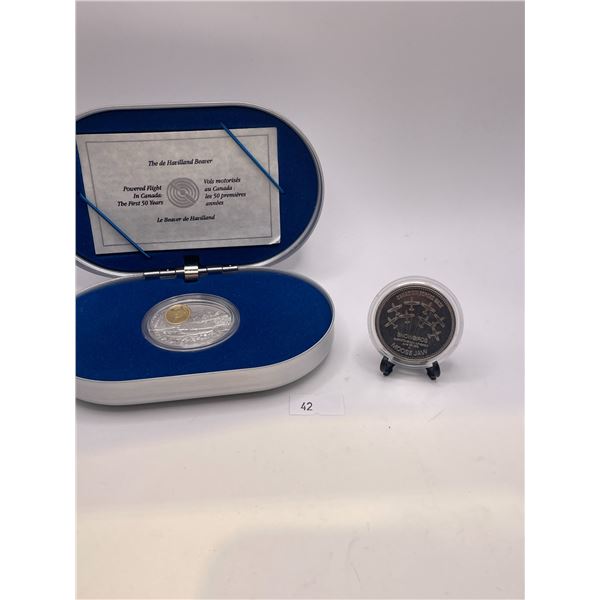 1991 Canada $20 Aviation - De Havilland Beaver Sterling Silver/Moose Jaw Snowbirds Dollar