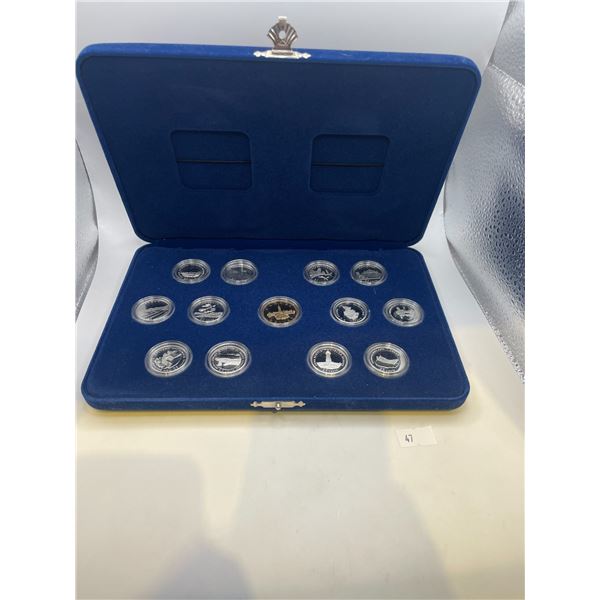 1992 Canada 125th Anniversary 13-coin Sterling Silver Proof 25-cent Set with Loon Dollar
