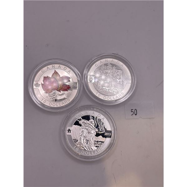 2013 $10 O Canada The Wolf, Maple Leaf Coloured, Inukshuk