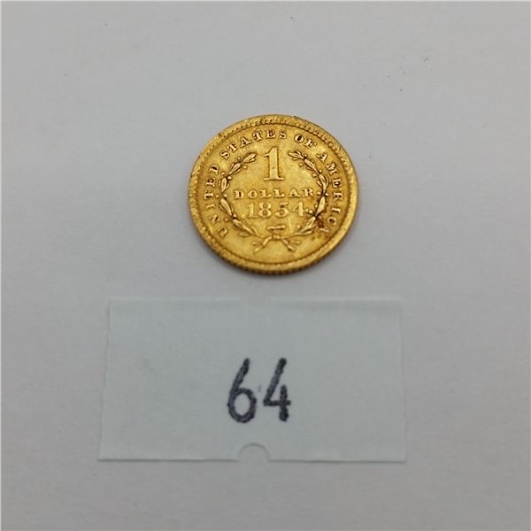 1854 American Liberty Head Gold Dollar