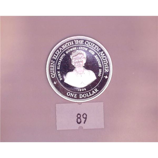 1994 Barbados Queen Elizabeth the Queen Mother Silver Coin