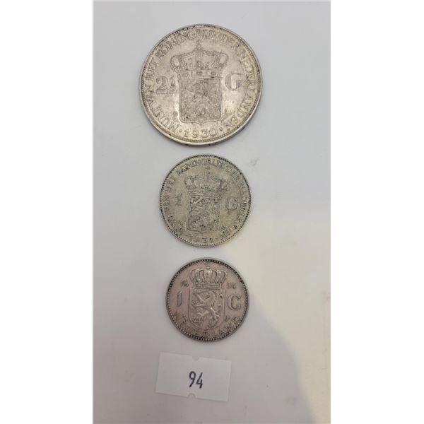 Netherlands Silver Coins Set of 3