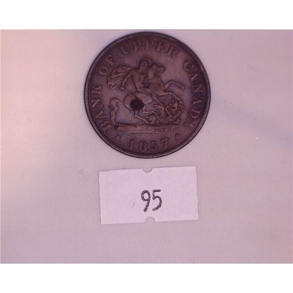 1857 Colonial Bank of Upper Canada Half Penny