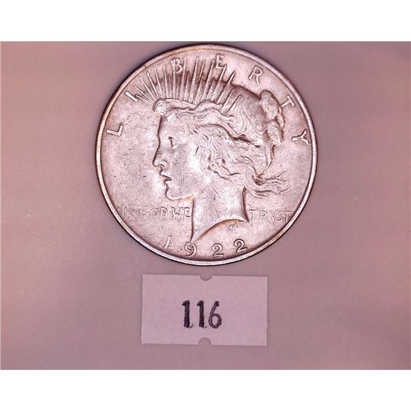 1922D American Silver Peace Dollar