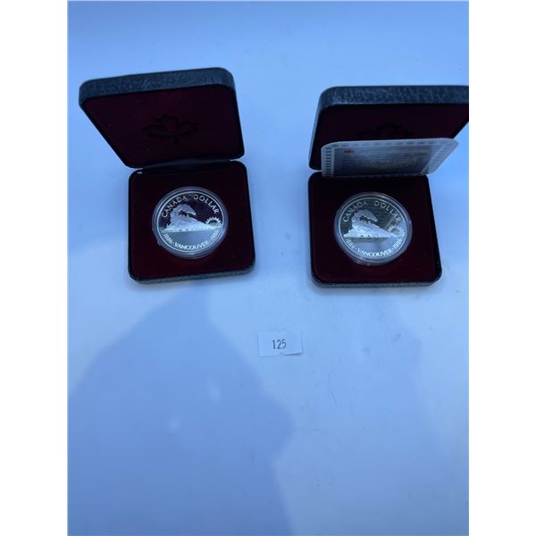 2x 1986 Canada Centenary of Vancouver Silver Dollars, 23.32g 50% silver/each