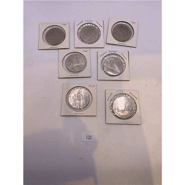 7x Canadian Nickel Dollars 1978-1983