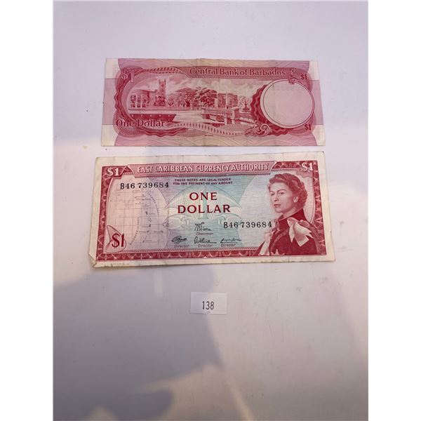 Central Bank of Barbados + East Caribbean Currency Authority Banknotes