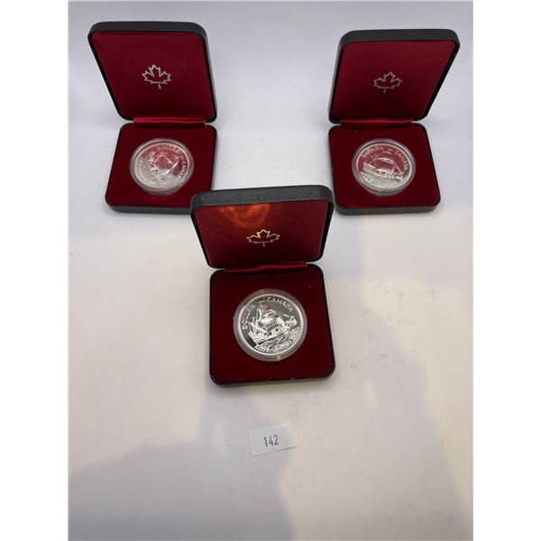 3x 1979 Canadian Griffon Silver Dollars, 23.32g 50% Silver/each