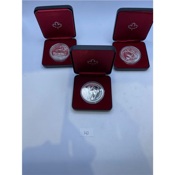 3x 1979 Canadian Griffon Silver Dollars, 23.32g 50% Silver/each