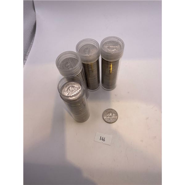 4x Tubes of Pre-1967 Canadian Nickels