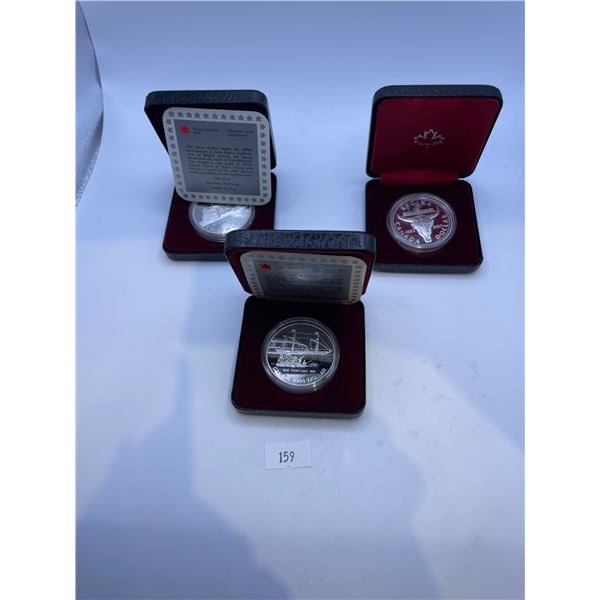 3x Canadian Silver Dollars (1991 + 1982 + 1987) 23.3g 50% Silver/each