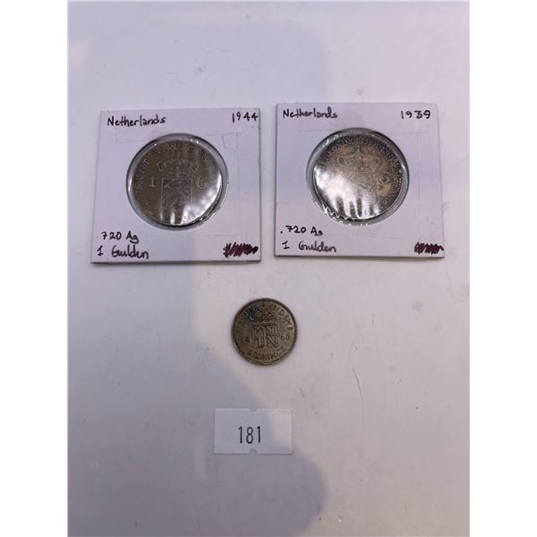 European Silver Coins (2x 10g .720 Silver, 1x 2.83g .500 Silver)