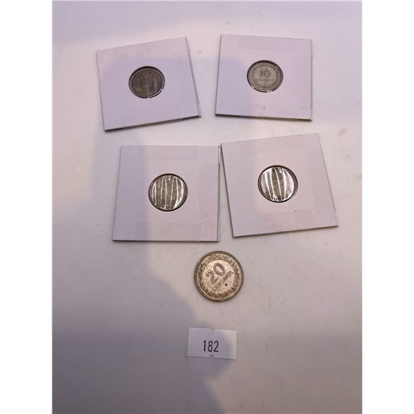 Foreign Silver Coins (2x 1.25g .835 Silver, 1x 2.5g .900 Silver, 2.5g .500 Silver, 5g .500 Silver)