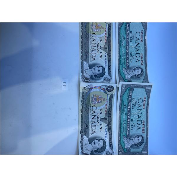 Canadian 1954 *Modified Portrait*   1973  $1 Banknotes