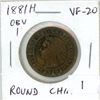 Image 1 : 1881H Canadian Victorian Large Cent. Obverse 1 (Round Chin). VF-20.