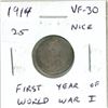 Image 1 : 1914 Silver 10 Cents. First year of World War I. VF-30.