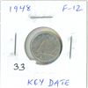 Image 1 : 1948 Silver 10 Cents. Key Date. F-12.