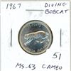 Image 1 : 1967 Diving Bobcat Silver 25 Cents. Rotated Dies. MS-63. Cameo. Scarce.