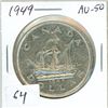 Image 1 : 1949 Canadian Silver Dollar. Commemorates Newfoundland joining Canada. John Cabot’s ship Matthew. AU