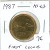 Image 1 : 1987 Loonie Dollar. The first Loonie. MS-63 from an original roll.
