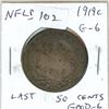 Image 1 : Newfoundland 1919c Silver 50 Cents. The last 50 Cents issued by the Colony. G-6.