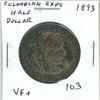 Image 1 : U.S. 1893 Columbian Exposition Commemorative Silver Half Dollar. VF+. Scarce.