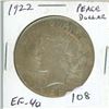 Image 1 : U.S. 1922 Peace Silver Dollar. Philadelphia Mint. EF-40.