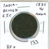 Image 1 : India. British. East India Company. 1835 ¼ Anna. VF+.