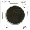 Image 1 : Italy. 1863 10 Centesimi. King Victor Emmanuel II. VG.