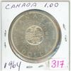 Image 1 : 1964 Canadian "Charlotte Town" silver dollar coin
