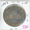Image 1 : 1953 Canadian silver voyager dollar coin
