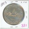 Image 1 : 1953 Canadian silver voyager dollar coin