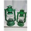 Image 4 : Pair of Green barn lanterns, medium and large size