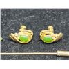 Image 3 : Vintage clip earrings, w/ BC jade stones, BC jade pendant & BC jade stick pin
