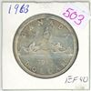 Image 1 : 1963 Canadian silver 1 dollar coin - EF-40